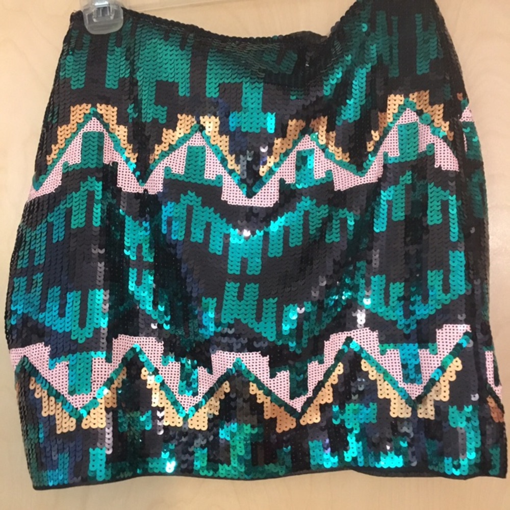 Green sequin skirt